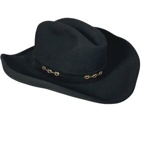 Vtg Sylvia Bollman Doeskin Wool Cowboy Hat Western Gold Chain NY St Louis 1960s